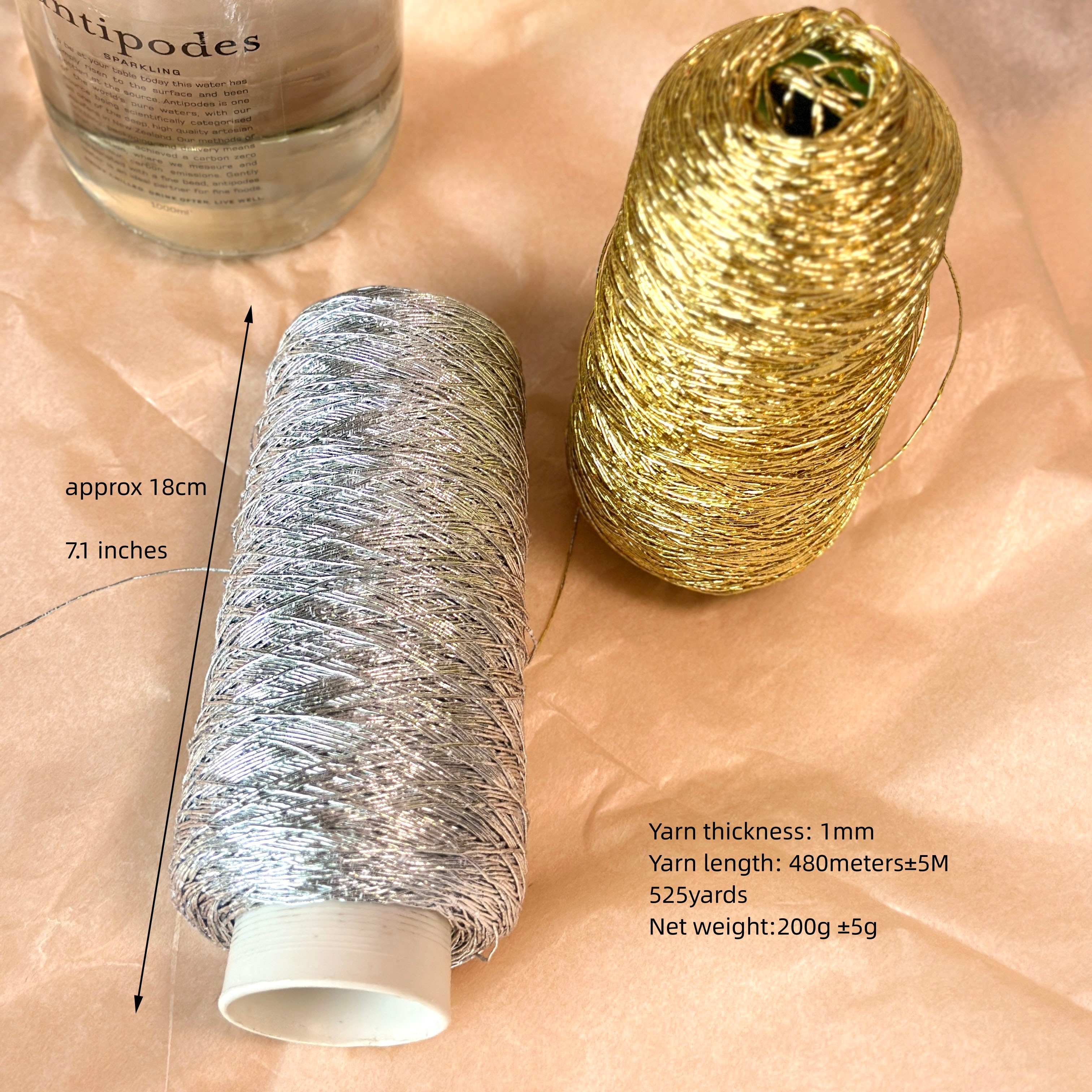 Crocheting Hand Knitting Yarn Crochet DIY Yarns Gold Silver Silk Bright  Metallized Needle Thread Yarn For Bear Bag 500g
