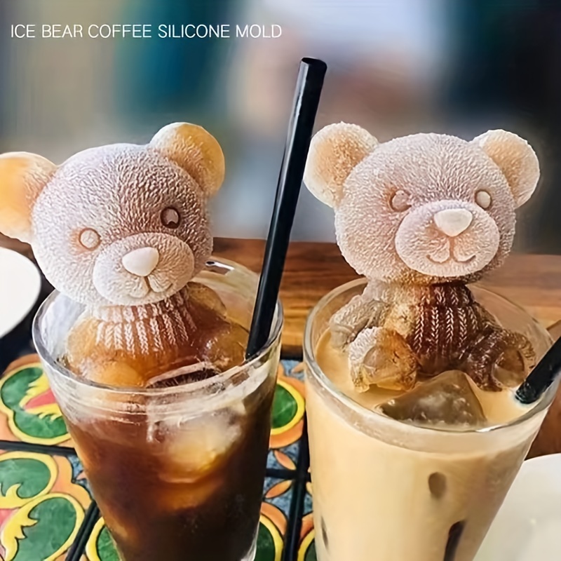  2Pcs 3D Teddy Bear Ice Cube Mold, Reusable 3D Ice Mold,  Silicone Ice Cube Tray Mold for Scotch, coffee, Drink, and Juice, Candy  Gummy Fondant Chocolate Soap Candle Mold, 2 Size (