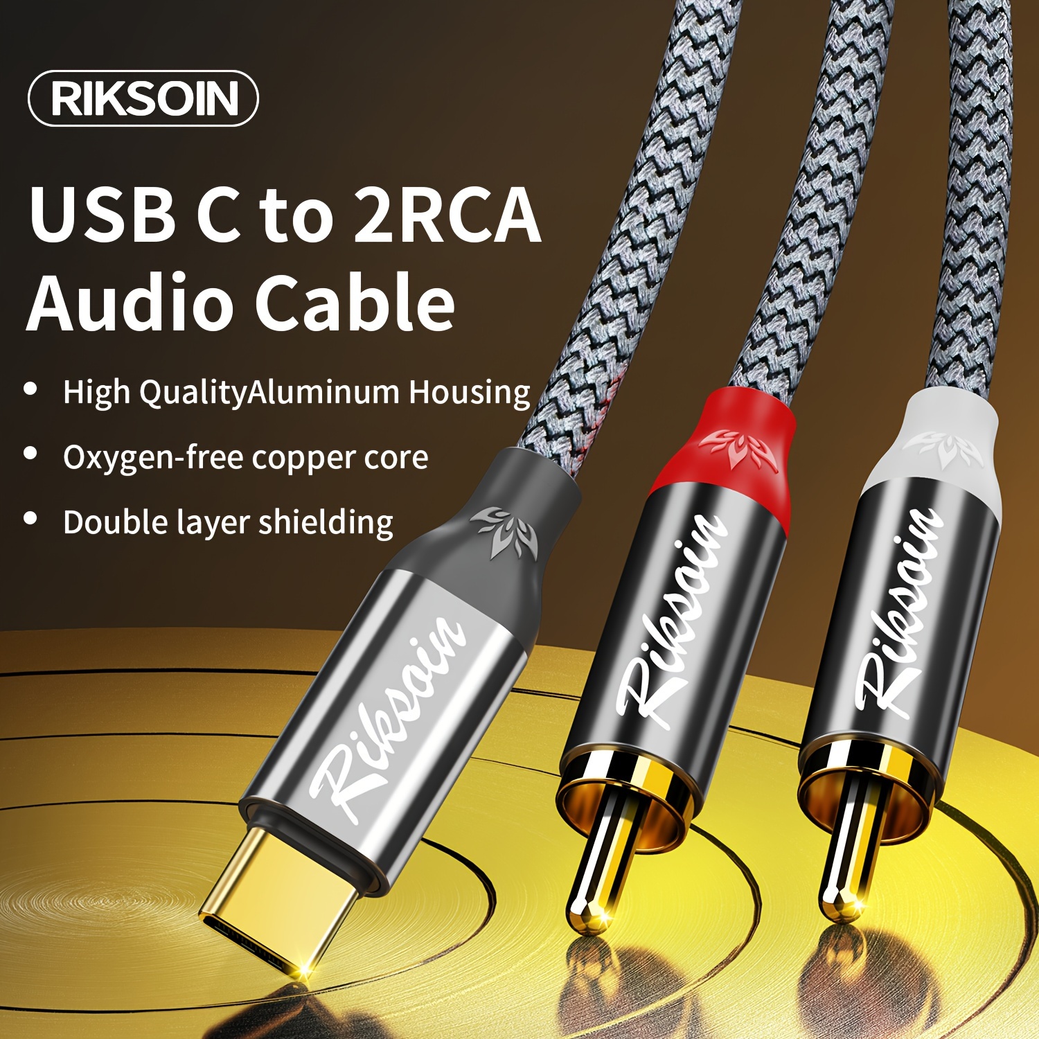 Cable Adaptador Audio 2 Rca a 1 jack 3.5mm - 2m Alta Fidelidad ESSAGER