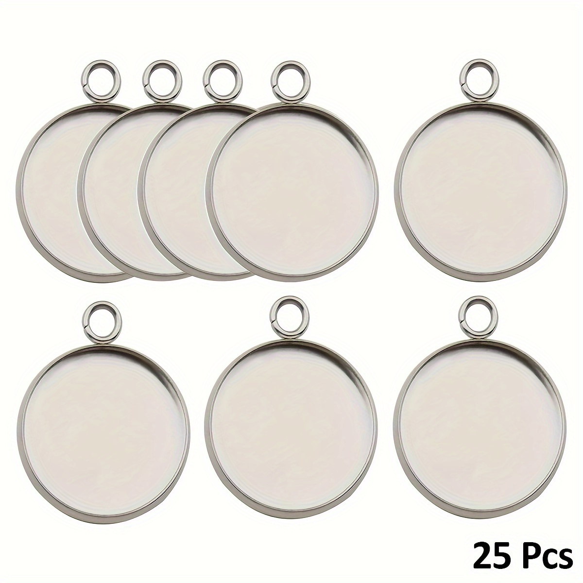 

25pcs 20mm Stainless Steel Round Blank Bezel Pendant Trays Base, Cabochon Charms For Jewelry Making