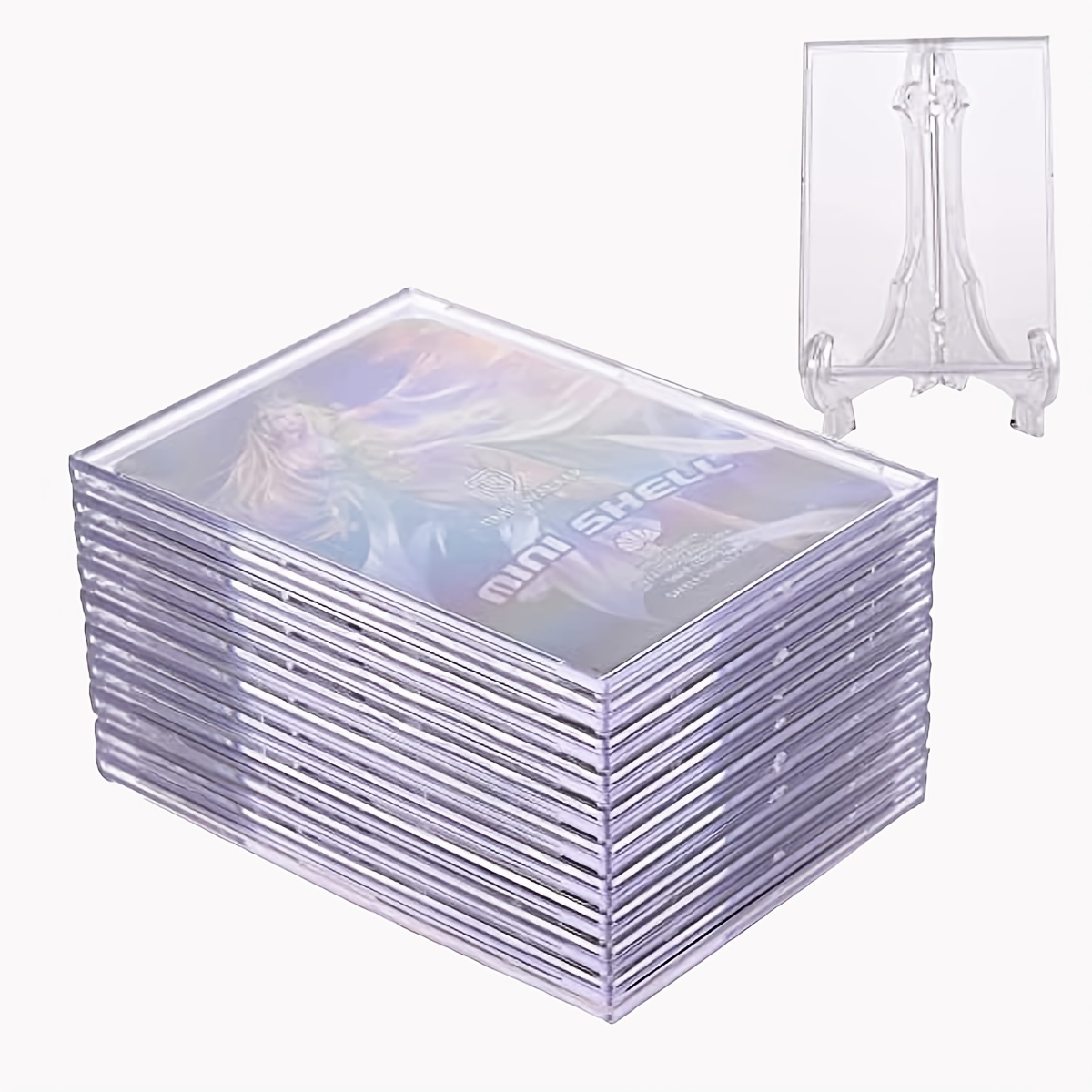 Soporte para tarjetas de identificación horizontal de alta resistencia,  funda de plástico duro transparente para tarjetas de identificación con  foto o