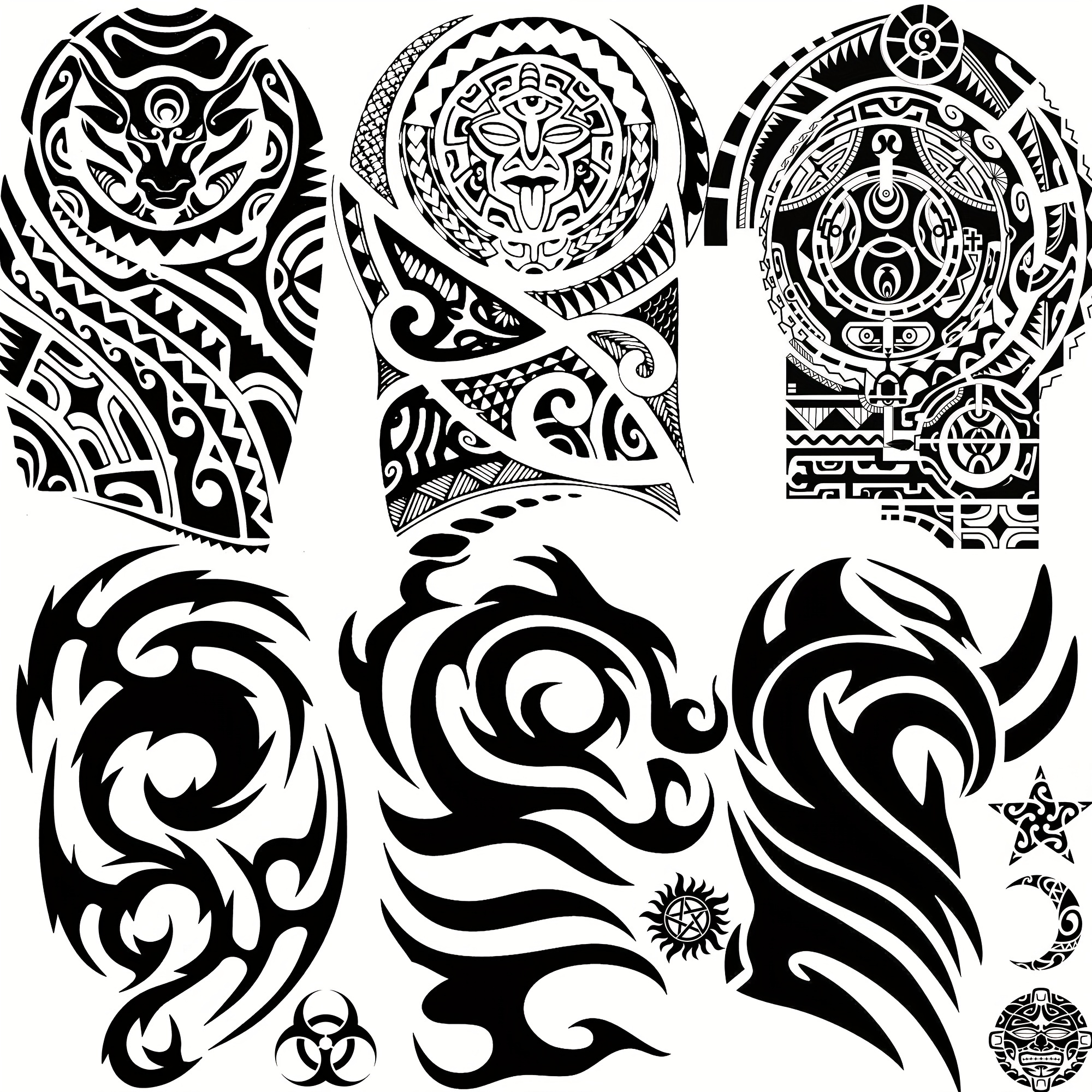 6 Grandi Fogli Tatuaggi Temporanei Tribali Maori Uomo - Temu Switzerland