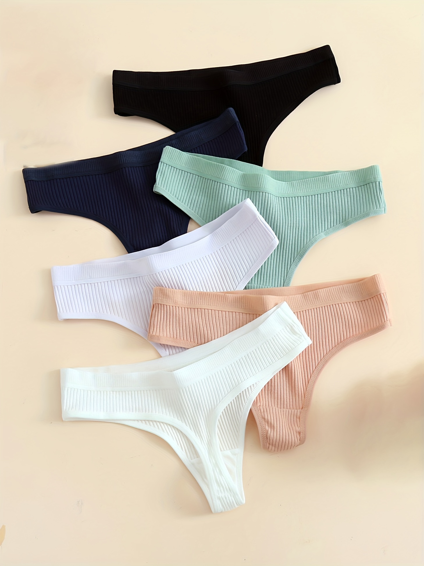 Seamless Ribbed Sports Thong Panties Breathable Comfort - Temu