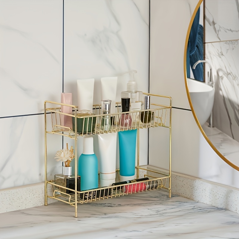 2-Tier Bathroom Storage Rack Makeup Cosmetic Countertop Organizer