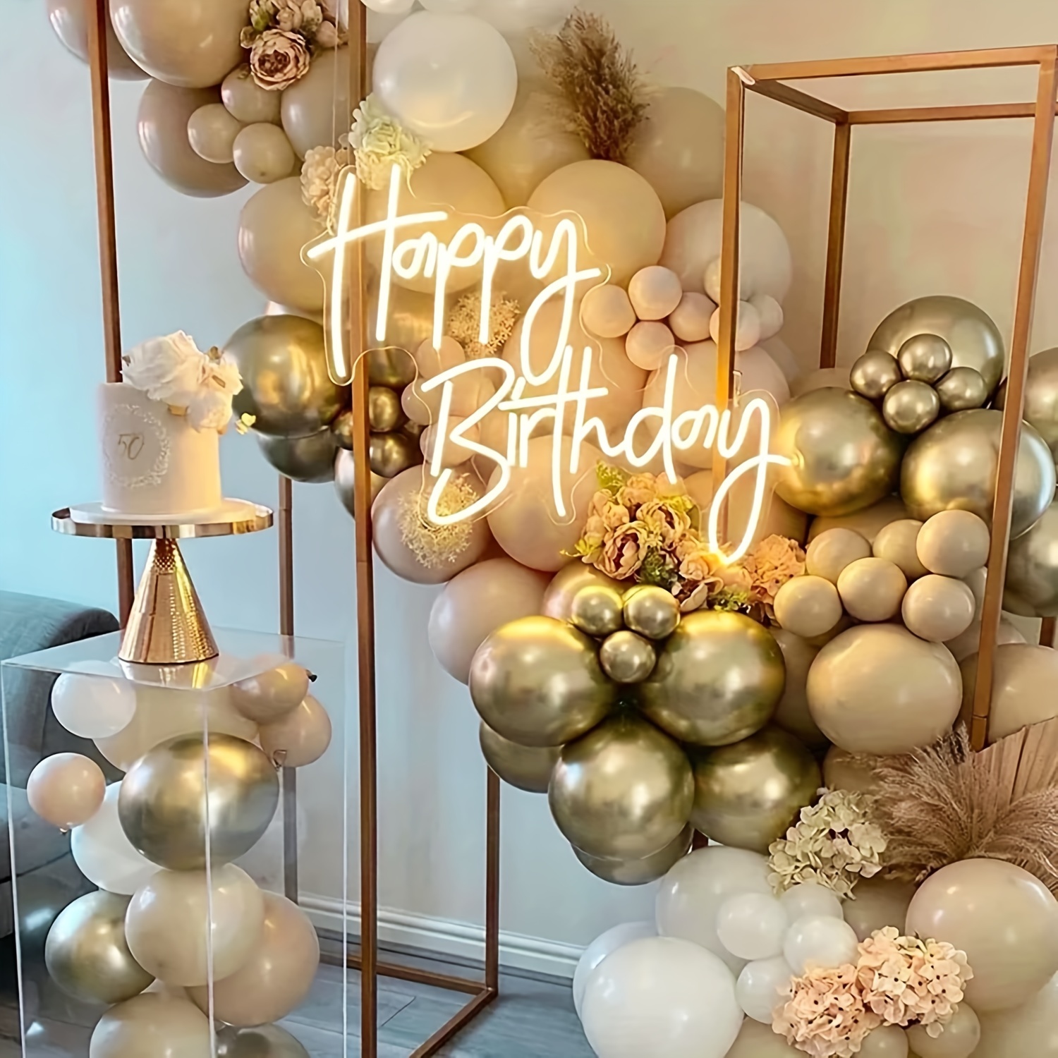  Luxury birthday party balloon set black gold, birthday party  decoration, aluminum foil balloon balloon ribbon, ribbon, pump, glue, tape, party  supplies decoration (black gold) : Toys & Games