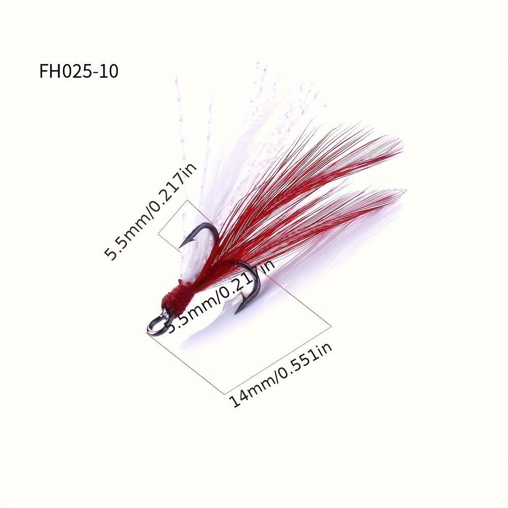 Stainless Steel Barbed Treble Hook Feather Fishing Lure - Temu