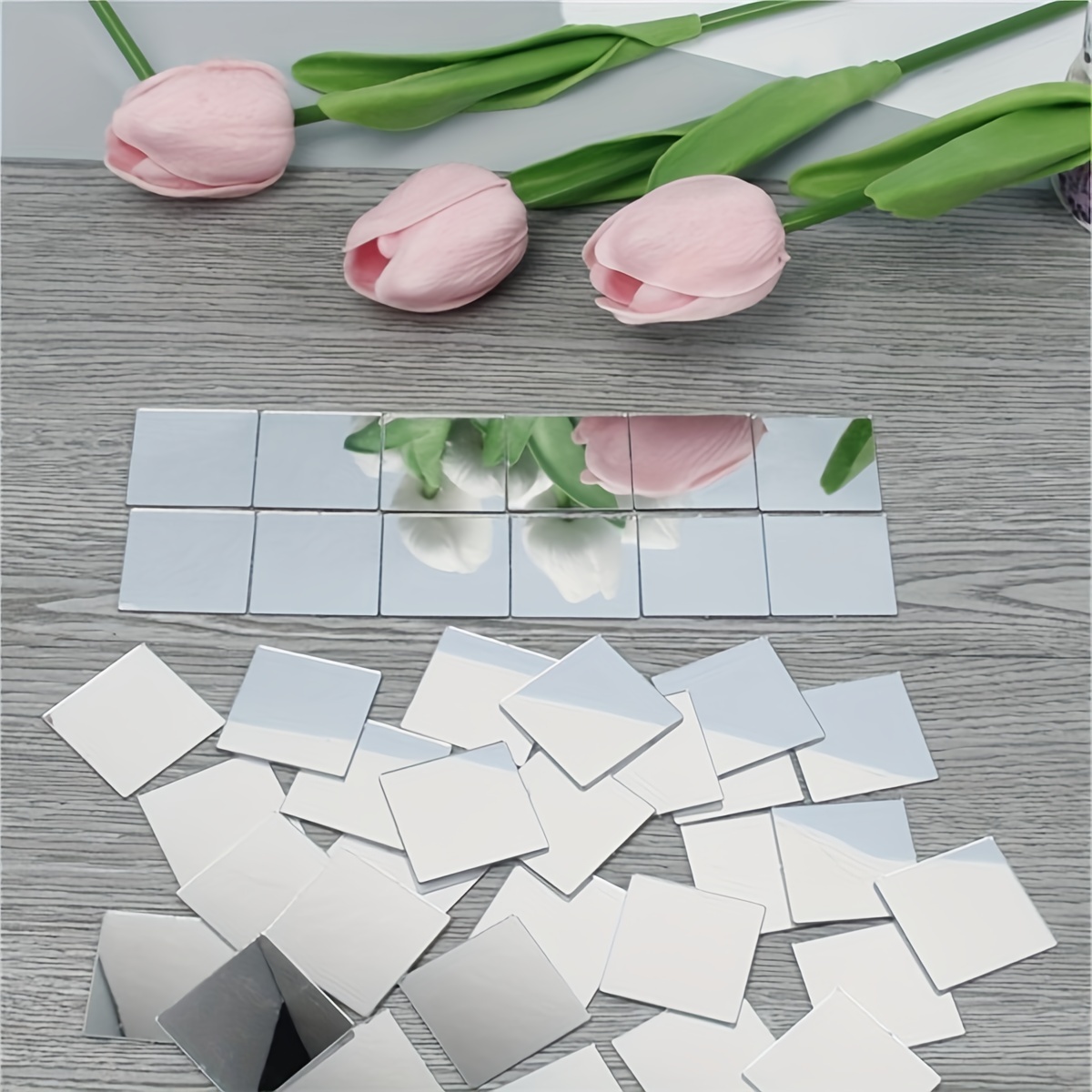 250PCS of 3/4'' Glass Mirror Roll Tiles for Crafts, 2CM Mini Square