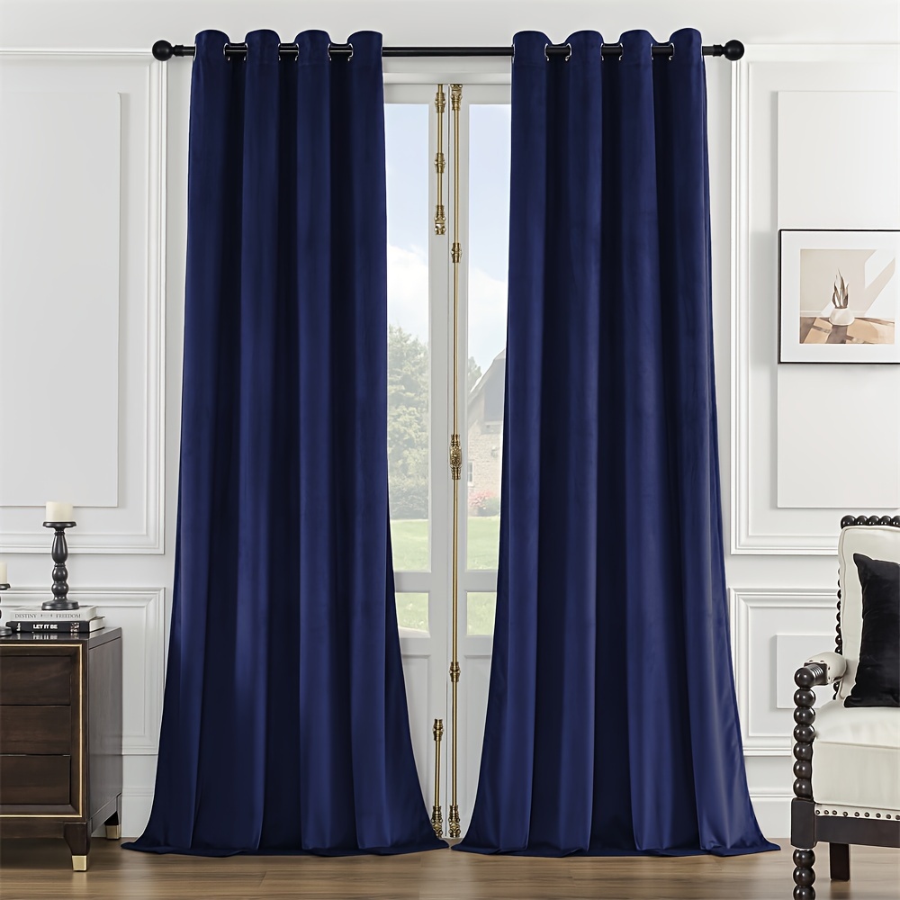 Panel de cortina de terciopelo con ojales, protege la privacidad, cortinas  de terciopelo para dormitorio, sala de estar en Java, 52 pulgadas de ancho