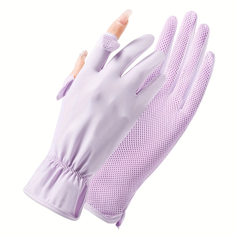 Ice Silk Sunscreen Gloves Casual Elastic Flip Gloves Outdoor - Temu New  Zealand