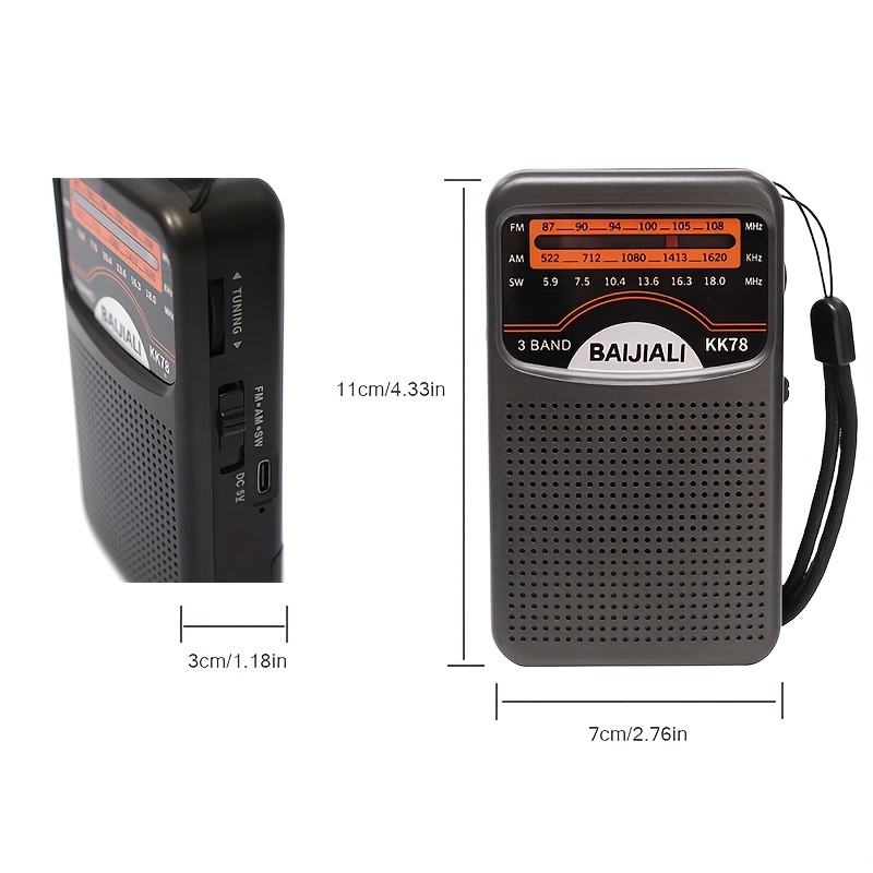 Radio FM AM, funciona con pilas, radio de bolsillo portátil con la mejor  recepción para uso en interiores y exteriores, radio transistor con  conector