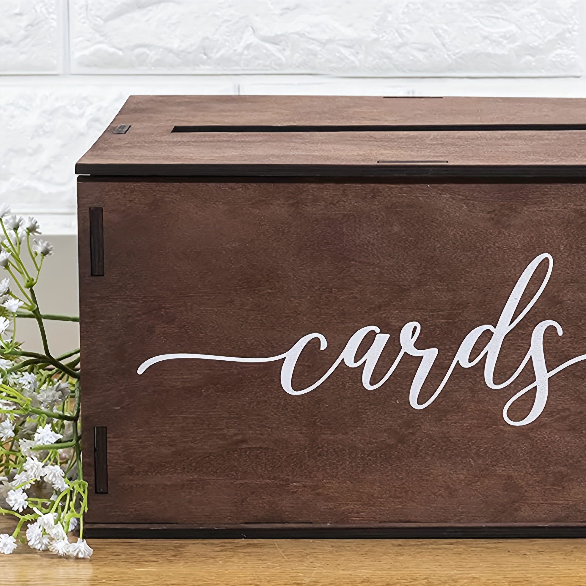 Rustic Wooden Wedding Card Box With Slot - Perfect For Reception