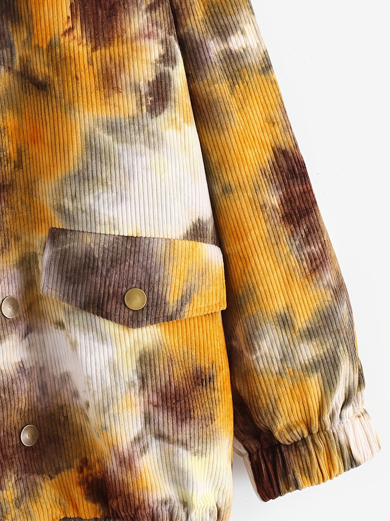 Mens Tie Dye Camo Print Lapel Faux Corduroy Jacket | High-quality