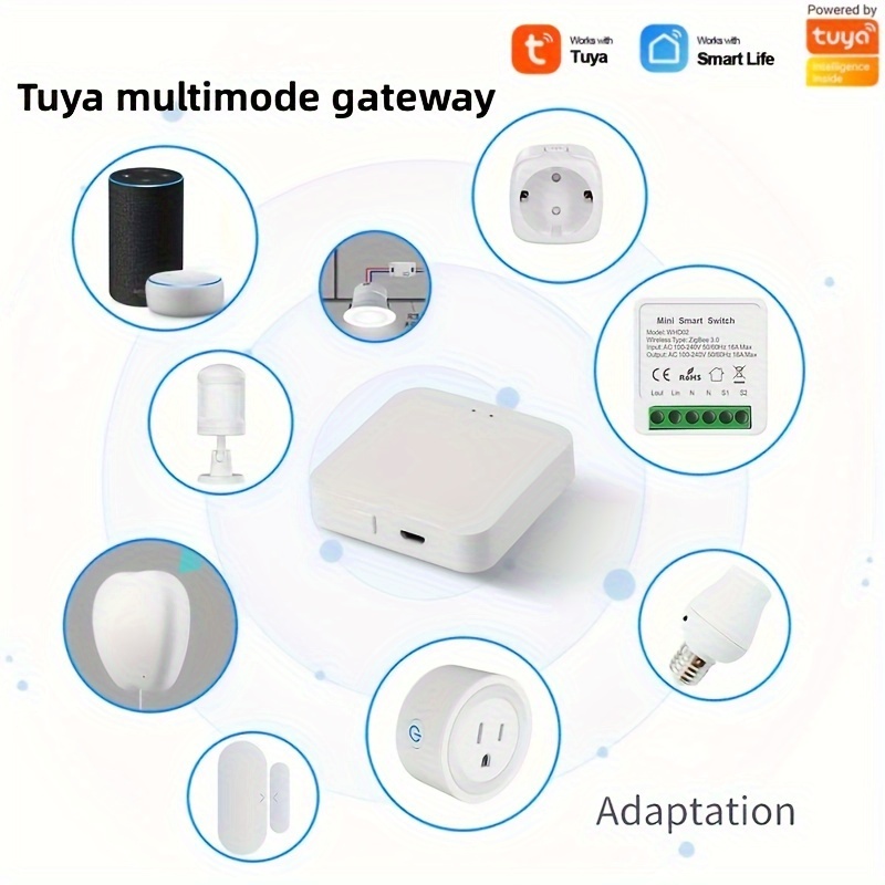 1pc Tuya Multi Mode WiFi ZigBee BLE Gateway Hub Wireless Smart Home  Appliances Remote Controller Bridge Smart Life APP Remote Control Works  With Alexa