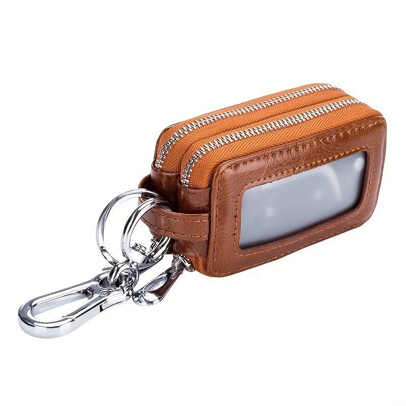 Double Zipper Unisex PU Leather Car Key Chain Multifunctional Car