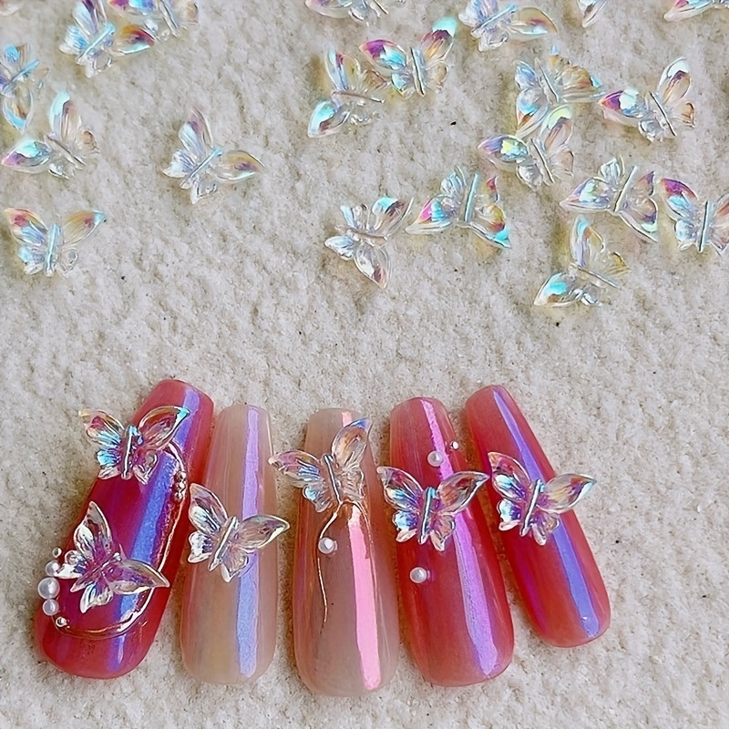 3dbutterfly Nail Art Charms For Acrylic Nails colorful - Temu