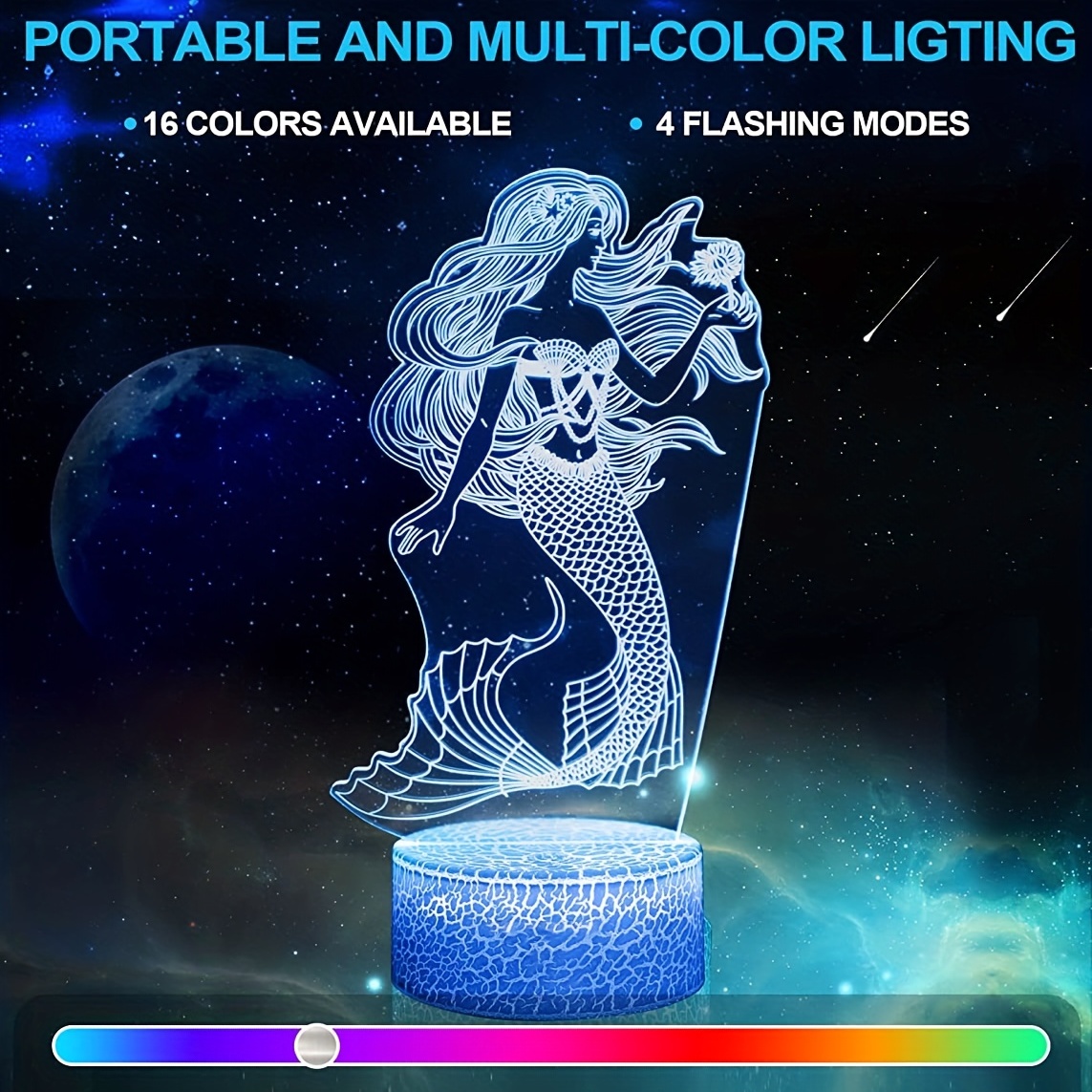 Mermaid Gifts for Girls, 3D Mermaid Night Lights for Girls Room,16 Colors  Changing & Dimmable LED Bedside Lamp for Girls Bedroom with Remote/Touch