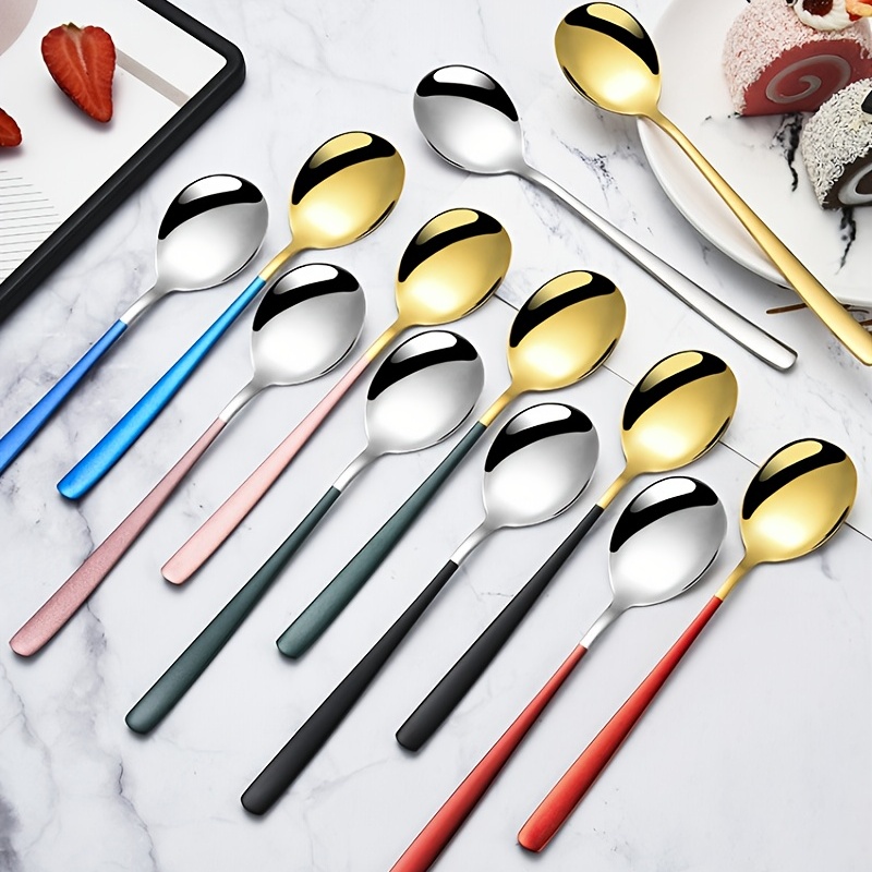 Stainless Steel Spoon Korean Style High looking Long handled - Temu