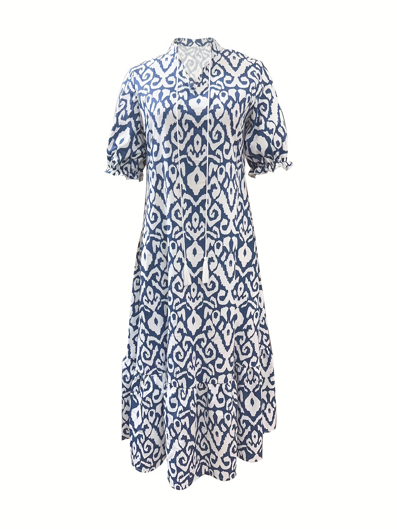 Ethnic pattern cotton print long Dress-