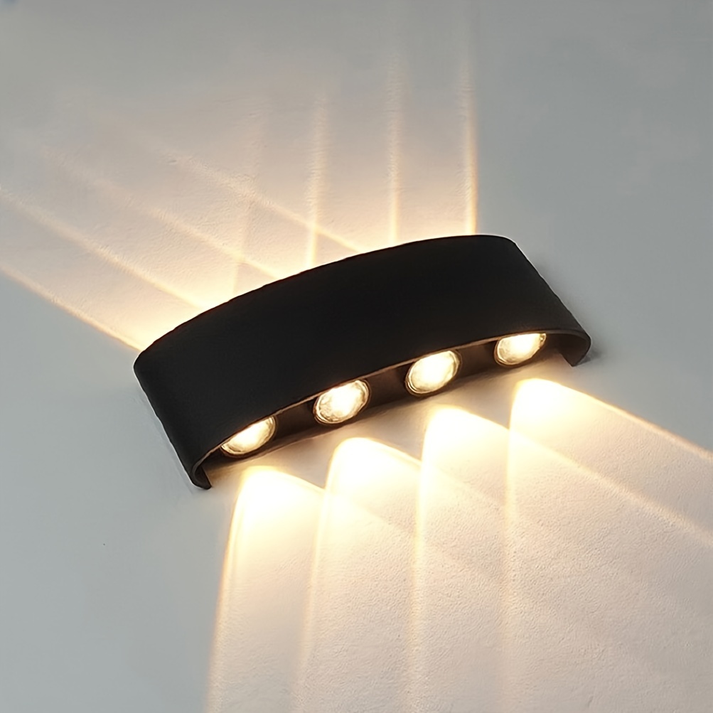 Lámpara de pared para exteriores, luces LED arriba y abajo, cuerpo en  aluminio, impermeable, lámparas de pared para exteriores, aplique de pared  negro