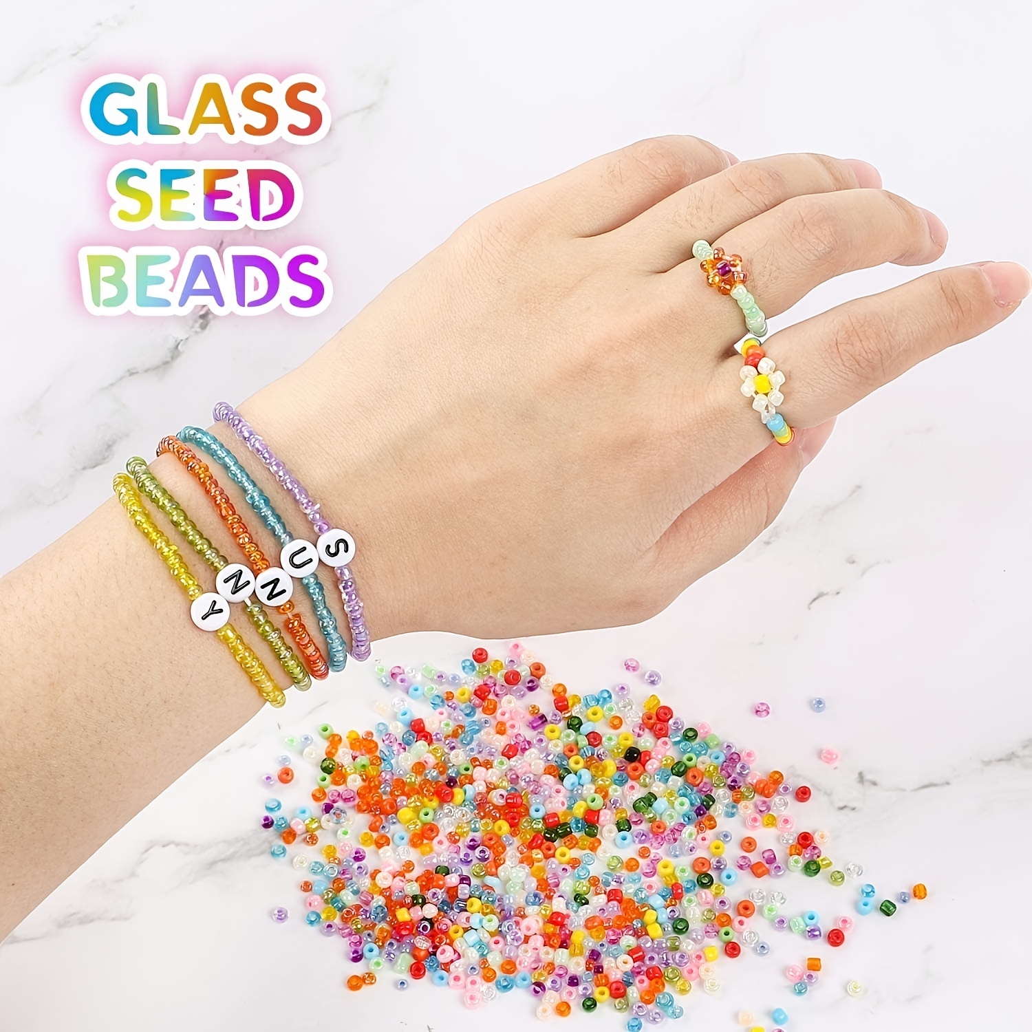 1 Set Glass Seed Beads Set Acrylic Letter Beads With Stretch Cords For Name  Bracelets Jewelry