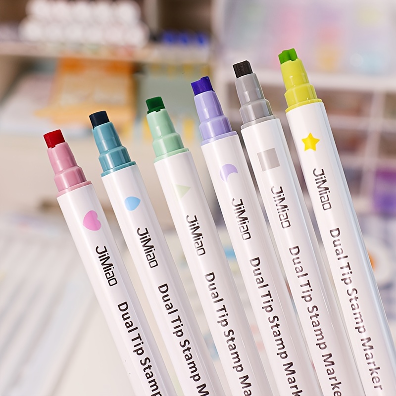 JiMiao Double-end Metallic Glitter Marker Pen Set of 10 Colors Brush & Pen  Ends
