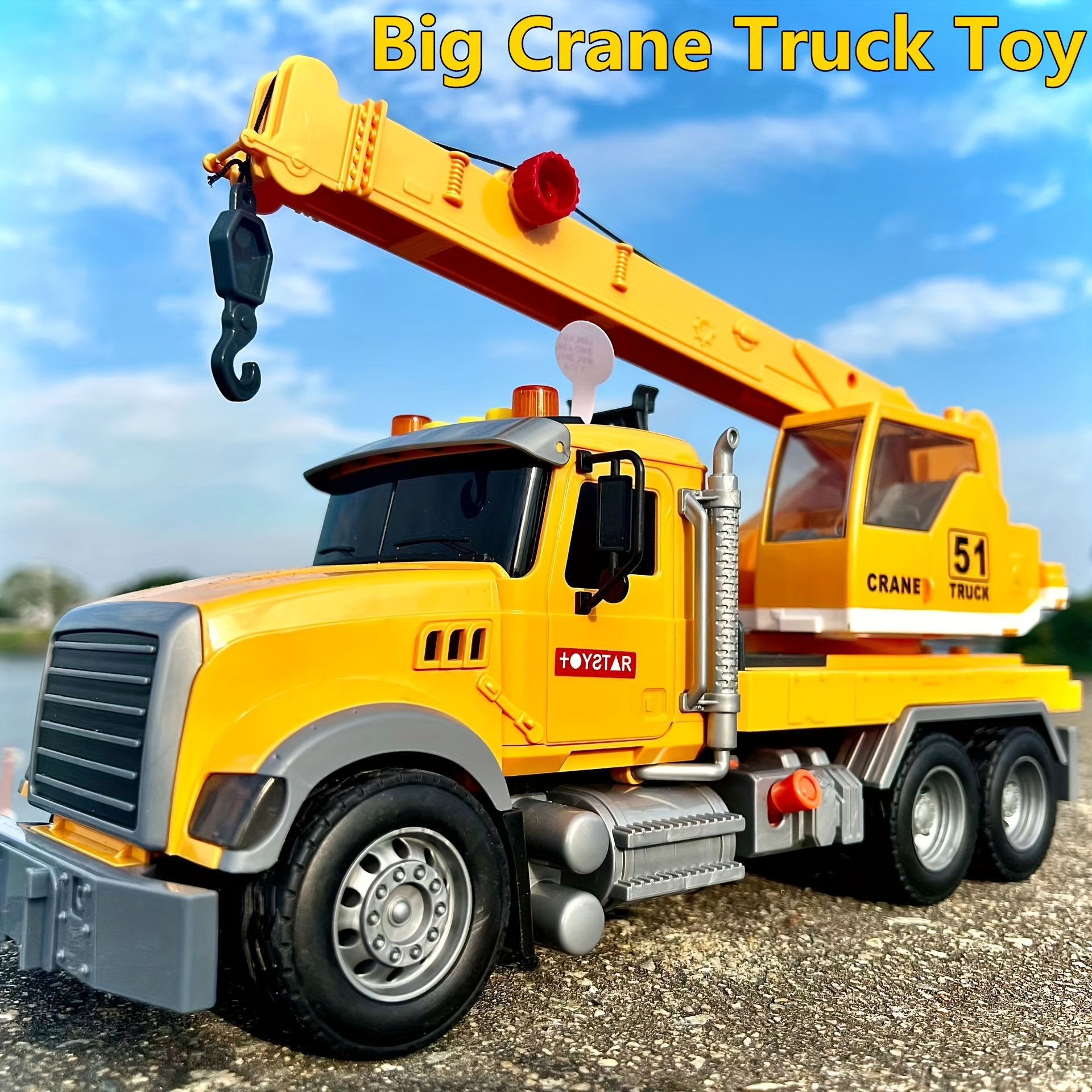N2K2 ENTERPRISE Unbreakable Friction Power Crane Toy With Cable 360 Degree Rotating Towing Pull Back Vehicles Construction Truck Toy For 3+ Years