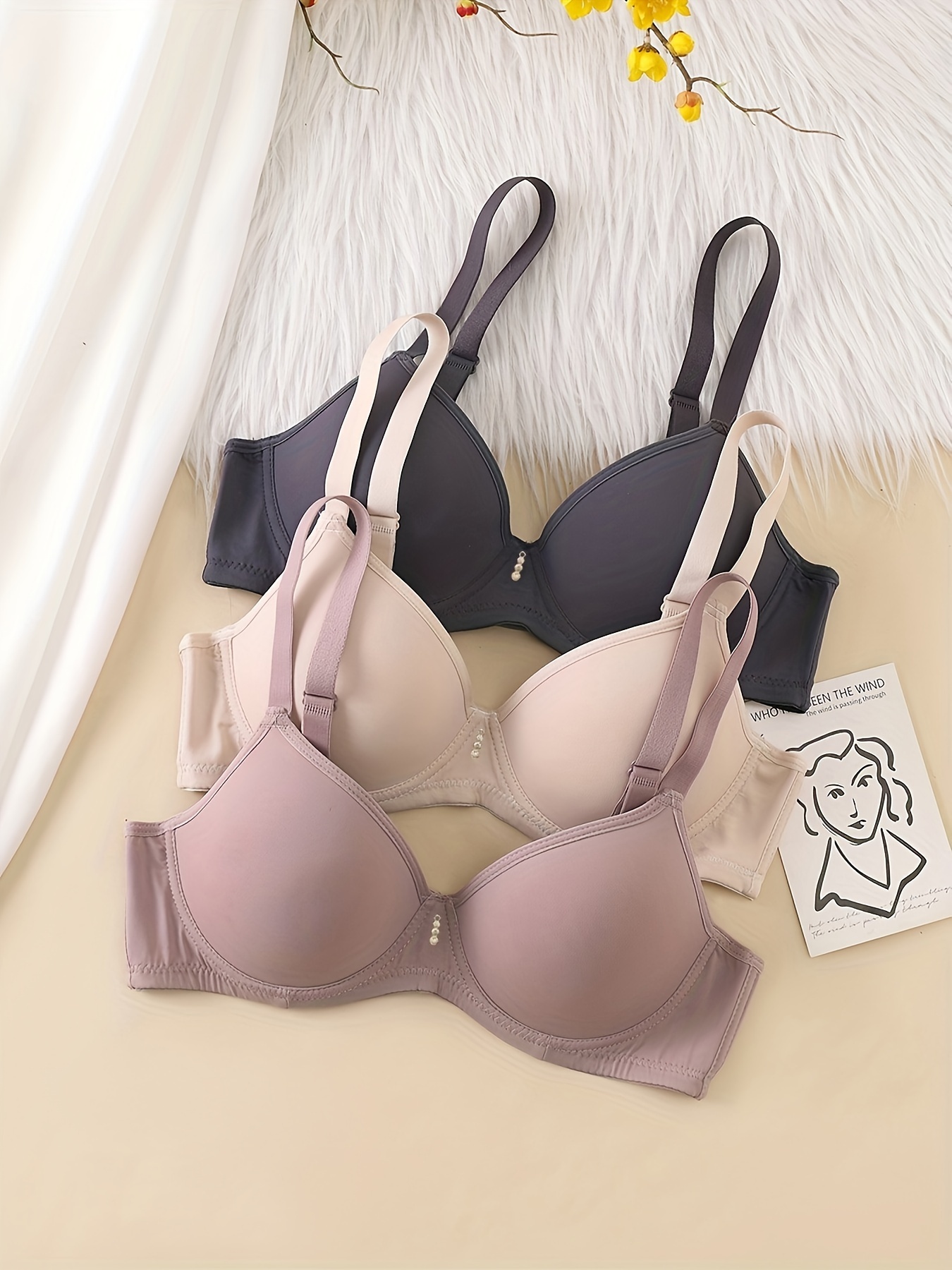 Women's T Shirt Bra with Push up Padded Bralette Bra Without Underwire  Seamless Comfortable Soft Cup Bra Bras for Women 80D