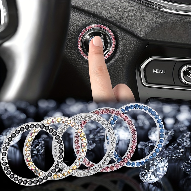 

1pc Car One-button Start Ring Decoration Sticker Rhinestone Ring Crystal Inlaid Rhinestone Start Key Ring Ring Car Switch Device Decoration