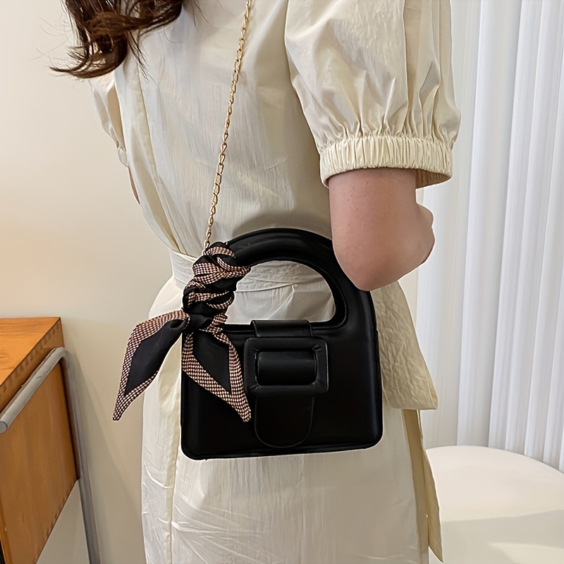 Classic Chain Decor Crossbody Bag, Stylish Pu Leather Handbag