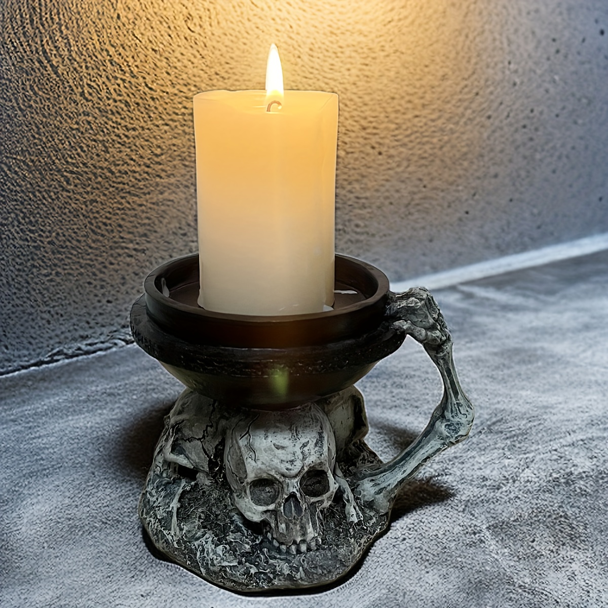 Aromatherapy Candle Base White Skull/golden Snake/three - Temu