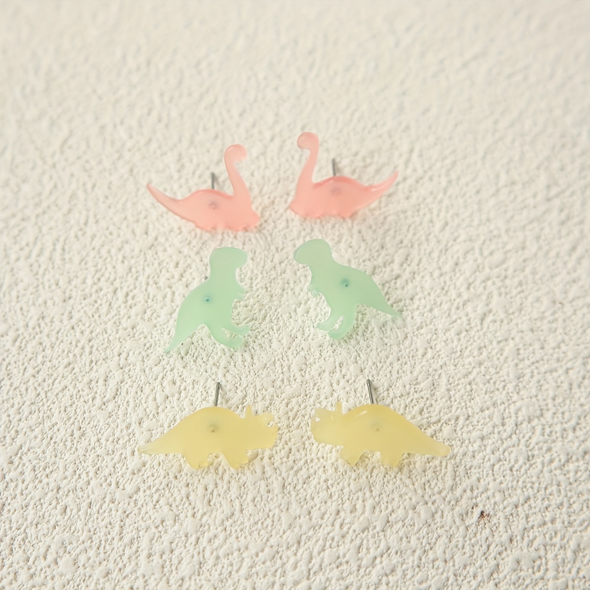 3 ペア/セットカラフルな恐竜デザインのスタッドピアスかわいい漫画スタイルのアクリルジュエリー愛らしい耳飾り - Temu Japan