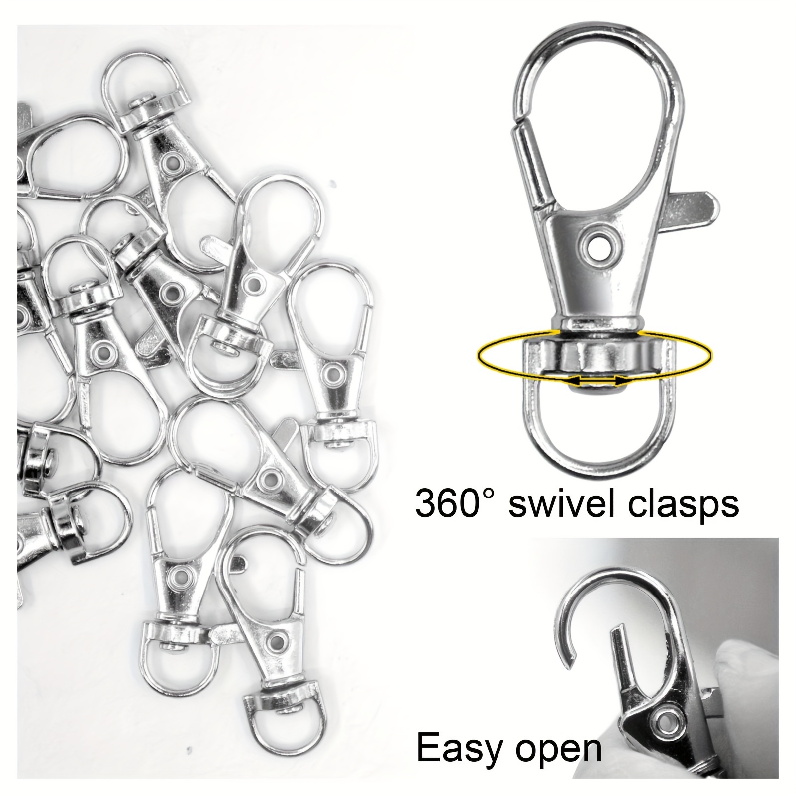  10pcs Lobster Clasp Keychain for Jewelry Making Metal Swivel  Clasps Lanyard Snap Hook Swivel Clasp Hooks 100pcs Open Open Jump Rings for  Keychain Jewelry DIY Crafts (Silver)