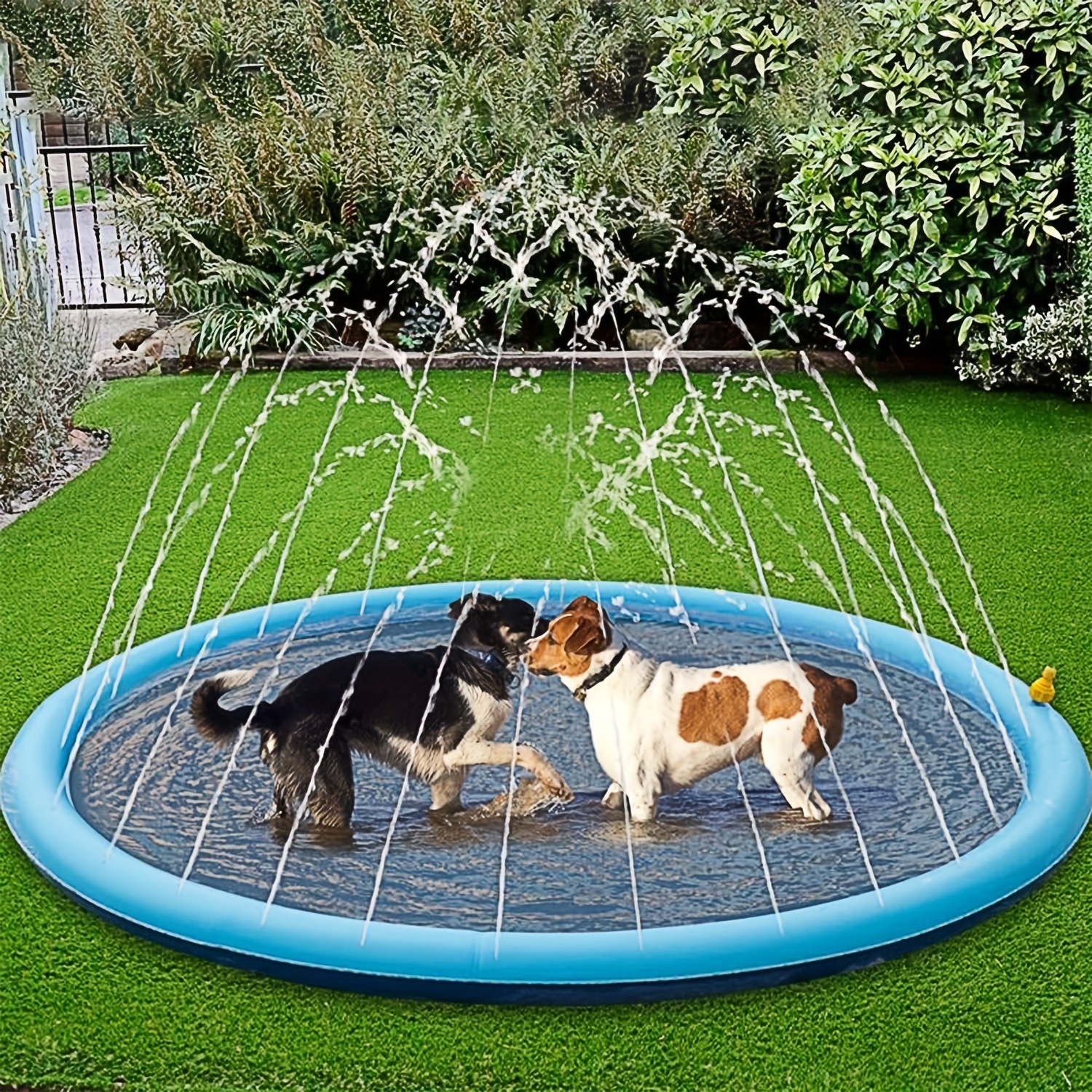 

1pc 170cm/ 67in Splash Sprinkler Pad For Dogs, Non-slip Thicken Dog Pool With Sprinkler, Thicken Sprinkler Pool, Summer Outdoor Dog Paddling Pool, Backyard Fountain Play Mat For Dogs
