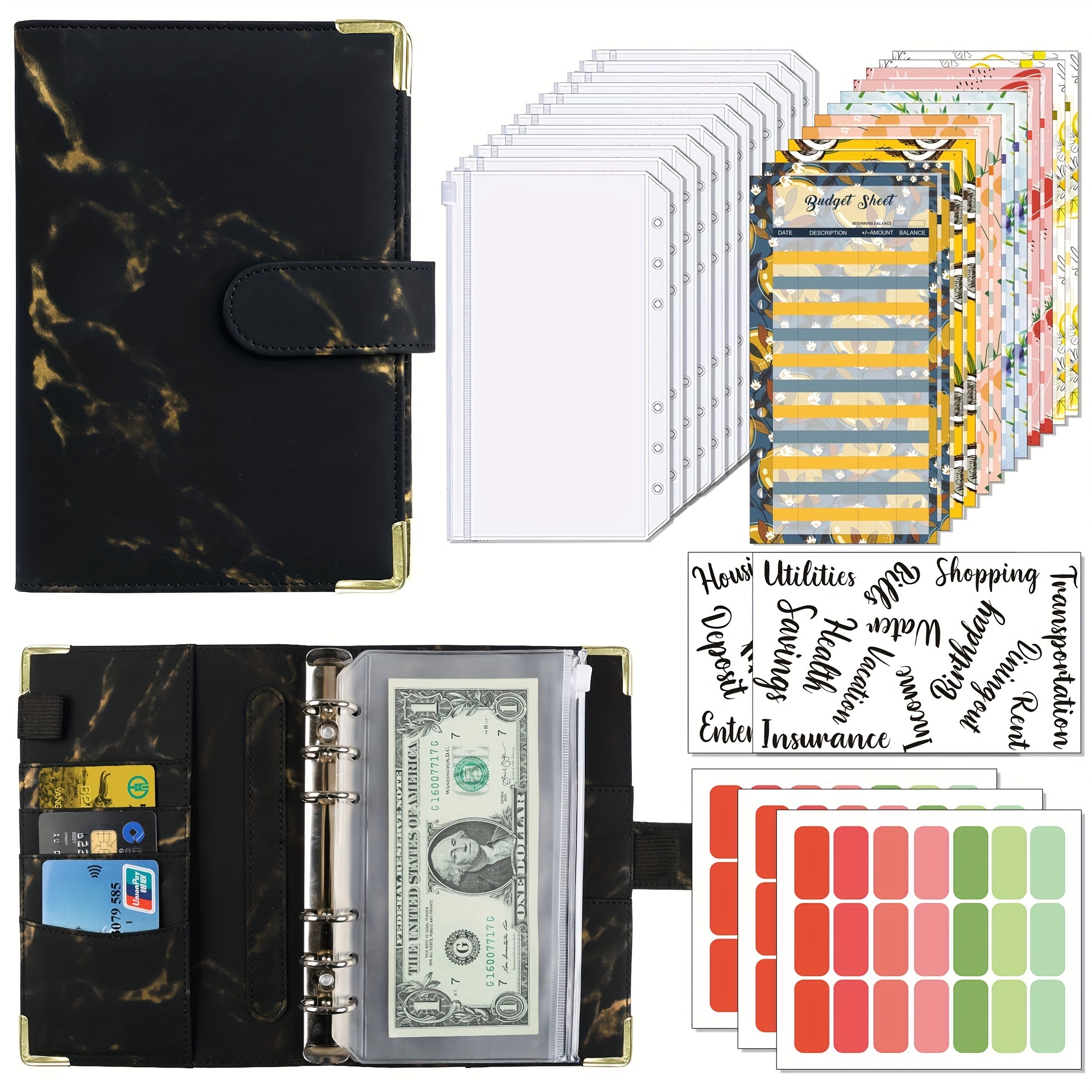 A6 Binder and Budget Envelopes + Bonus Stickers, Budget Binder with Cash  Envelopes for Budgeting, Mini Cash Envelope Wallet, Small Budget Planner