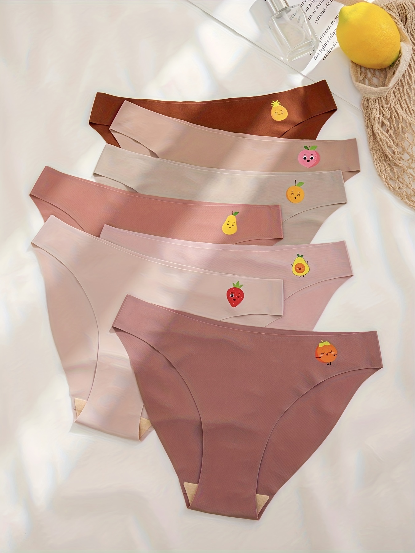 7pcs Heart & Plaid Print Briefs, Comfy & Cute Cartoon Intimates Panties,  Women's Lingerie & Underwear