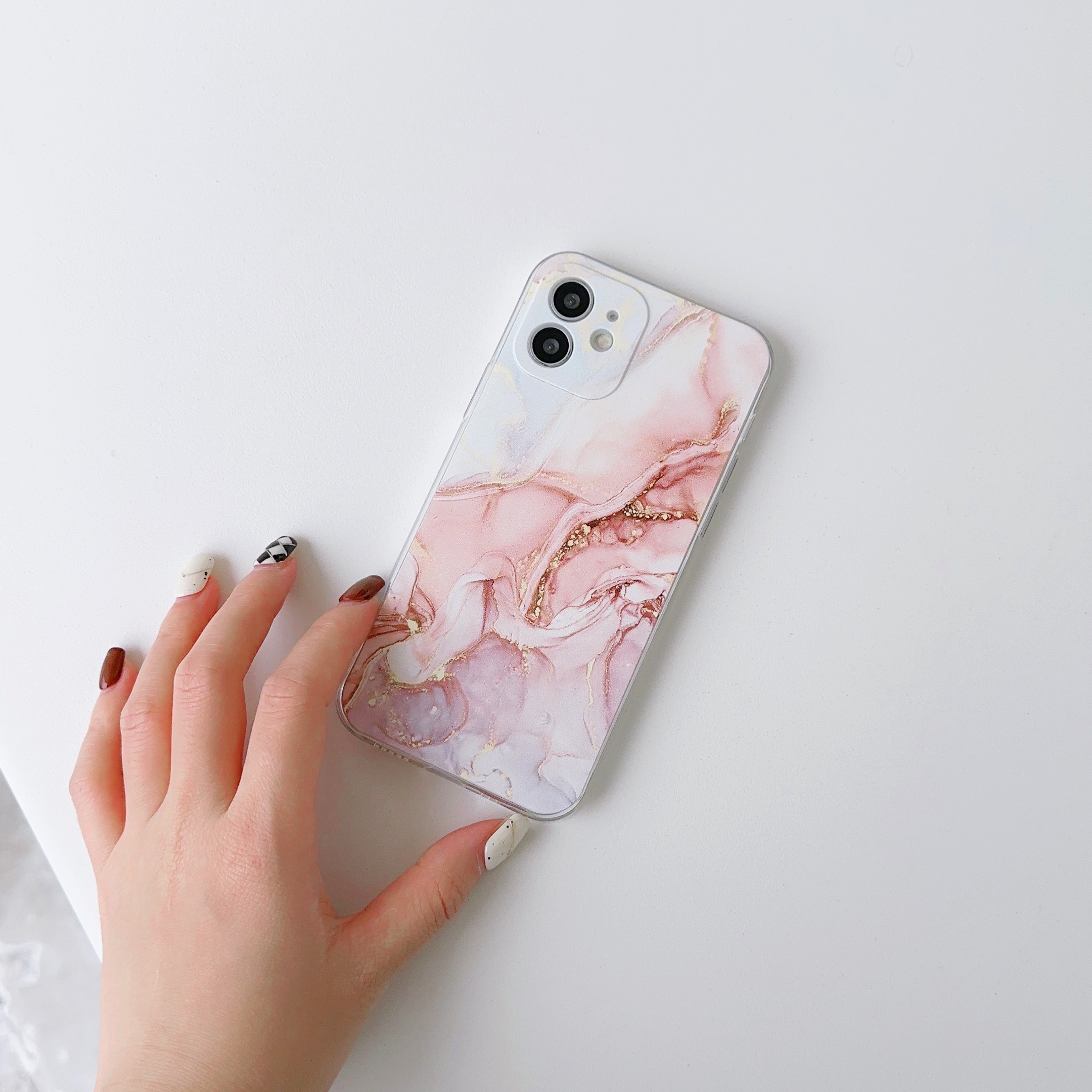 Transparent Tpu Marble Print Phone Case Temu