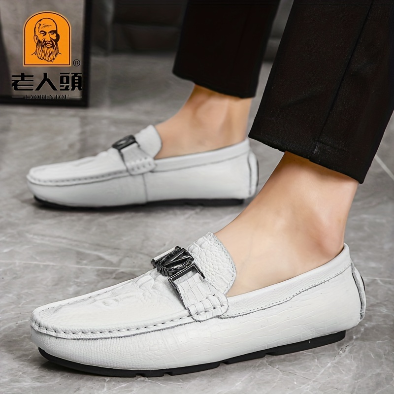 Laorentou Men's Premium Leather Horsebit Loafer Shoes, Lightweight Non-slip Casual  Shoes, Spring And Summer - Temu