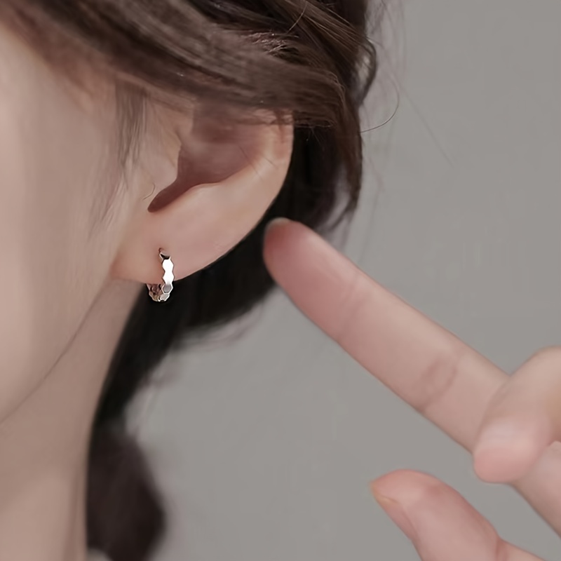 925 Sterling Silver Women's Ear Piercing Hoop Earrings