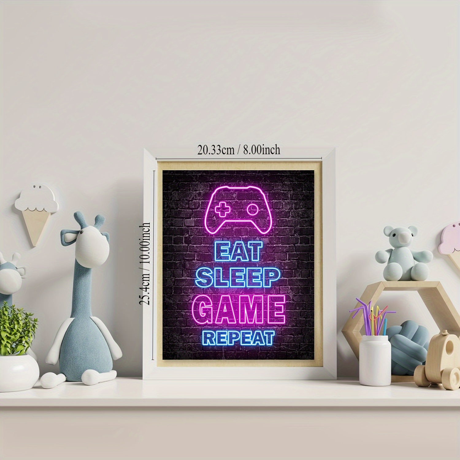 Printed Neon Gaming Posters Set of 4 (8”X 10”), Boys Room Decorations for  Bedroom,Video Game Wall Art,Gamer, Teen boy bedroom, game room, No Frames
