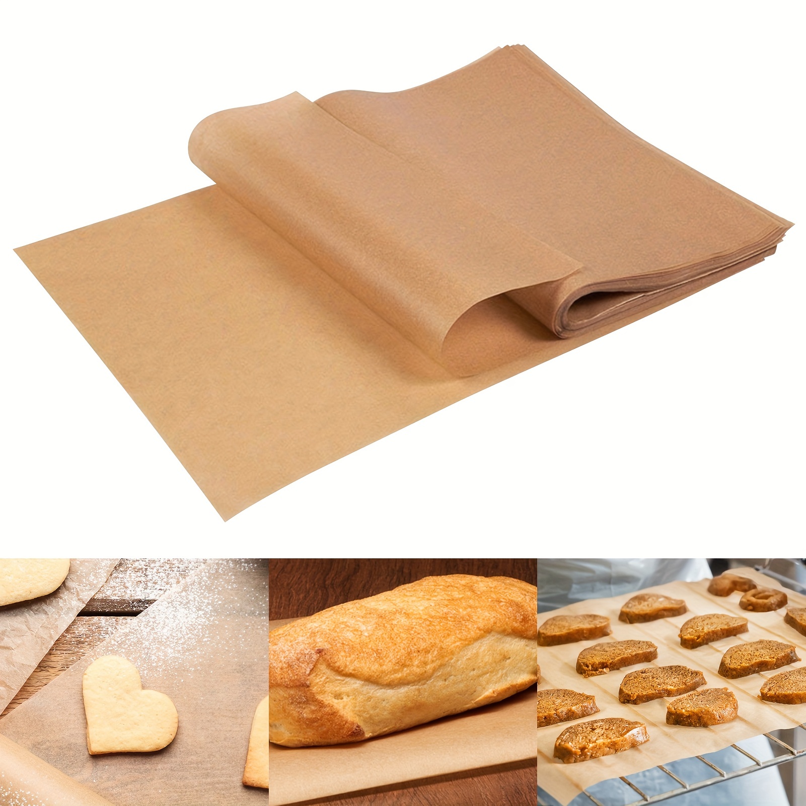 100Pcs Unbleached Parchment Paper Precut Baking Liners Sheets
