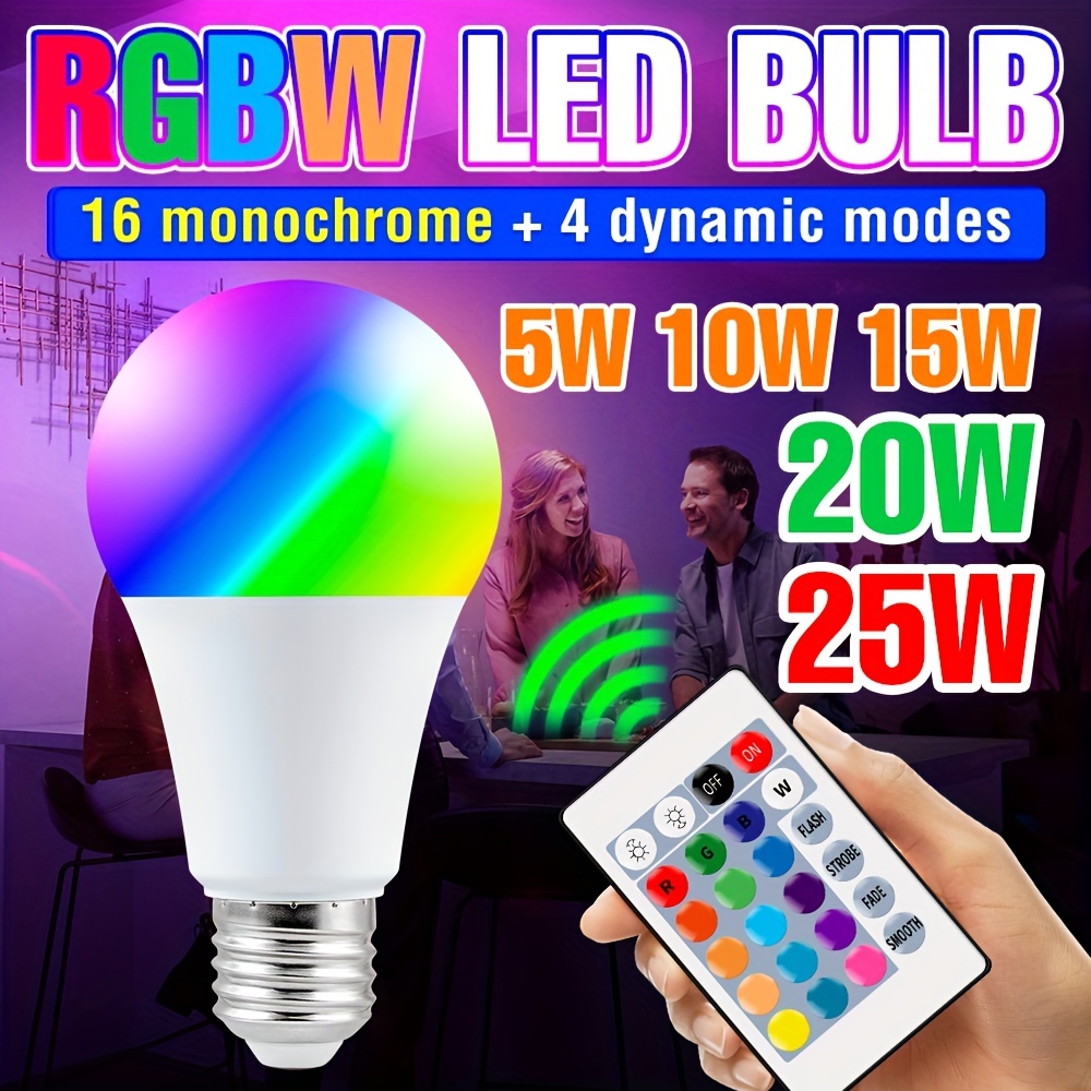 Ampoules LED Couleur, RGBW Dimmable LED Bulbs E27 Télécommande Lampes d' Ambiance avec Fonction de Mémoire