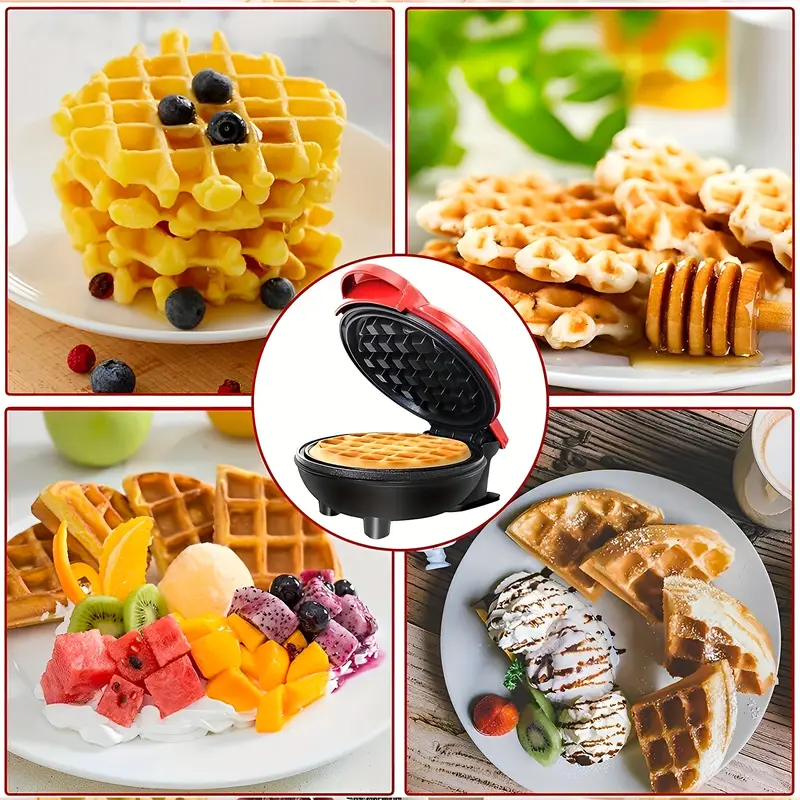 1pc mini waffle maker machine nonstick waffle iron for kids pancakes waffles paninis breakfast lunch snack household cooking machine details 5
