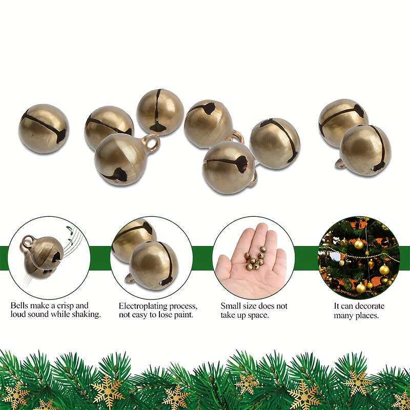 50pcs Jingle Bells 3/8 Small Craft Bells 10mm Decorative Bells Suitable  For DIY Bracelet Anklet Necklace Weaving Wedding Holiday Home Christmas  (bron