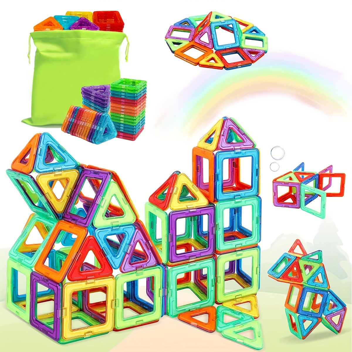 Conjunto de bloques magnéticos de gran tamaño para construir, juguete educativo para niños, regalo de Navidad/Halloween/Día de Acción de Gracias, regalo de Pascua