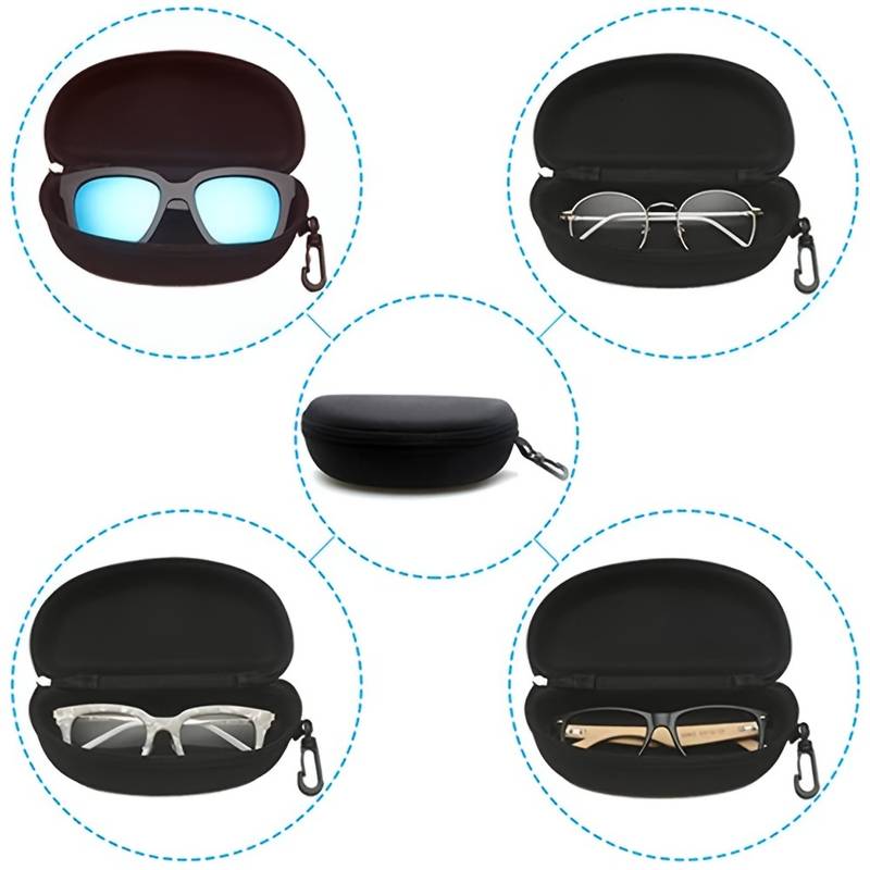 Étui à Lunettes Rigide PU – Protection Anti-choc Avec Chiffon, Portable, Unie – Pour Homme Et Femme