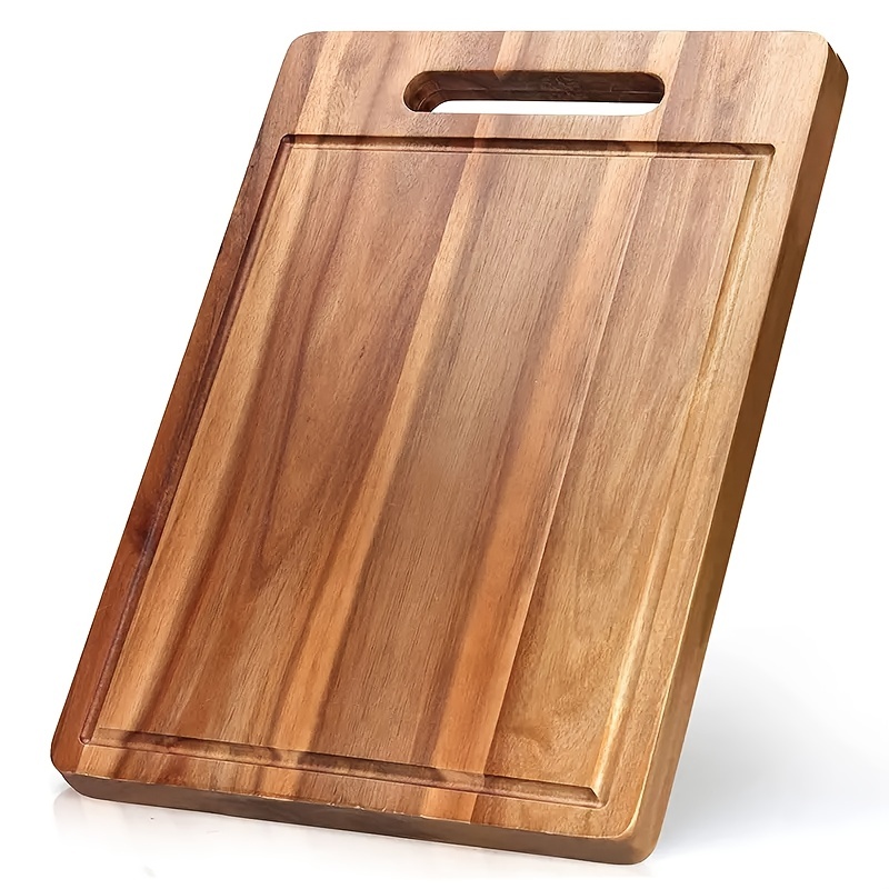 Large Acacia Wood Cutting Board for Kitchen - Better Chopping Board with Juice Groove & Handle Hole for Meat (Butcher Block) Vegetables and Cheese, 18