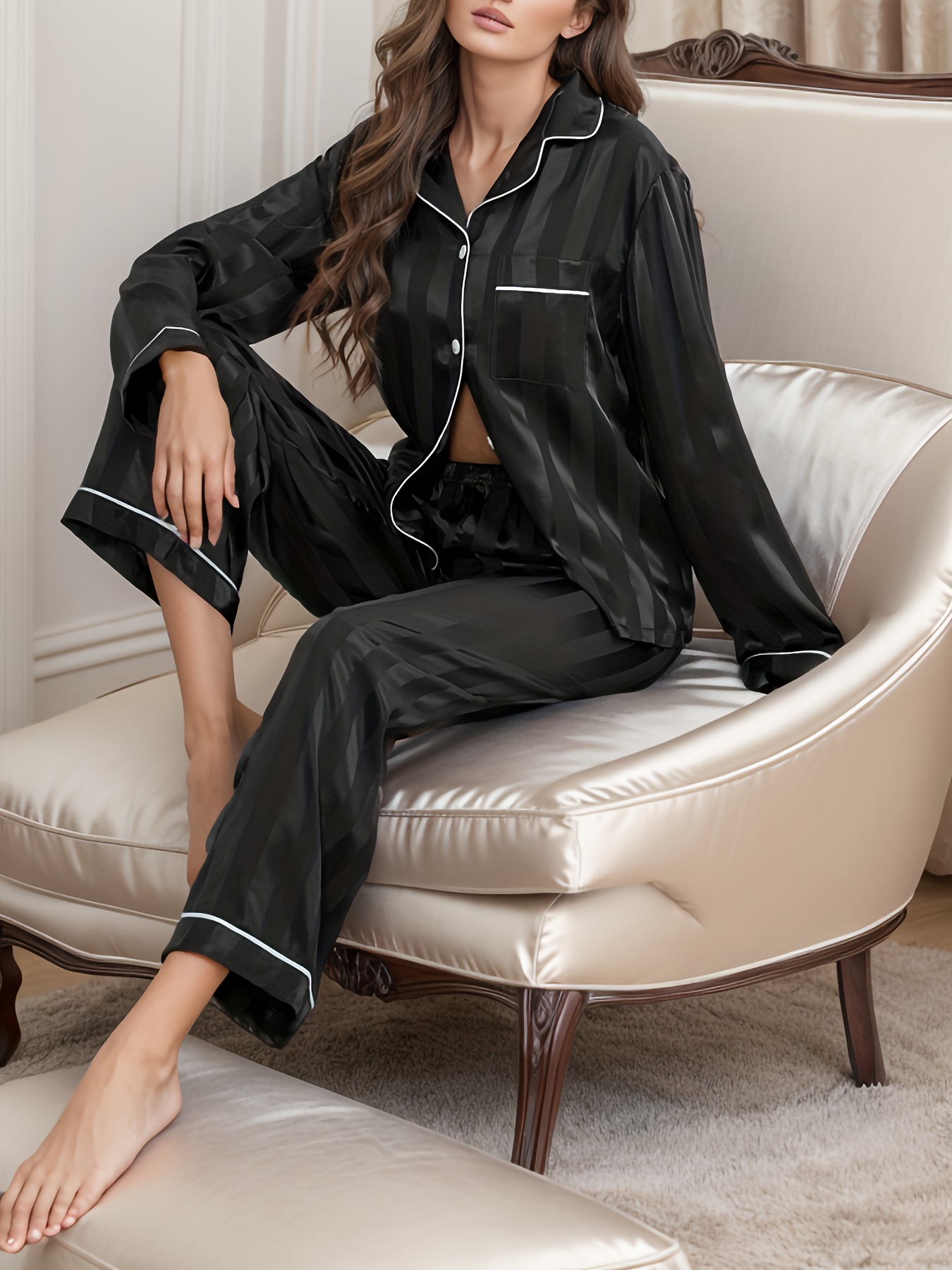 Soft Warm Pajamas Set Comfortable Long Sleeve Pajama Top - Temu