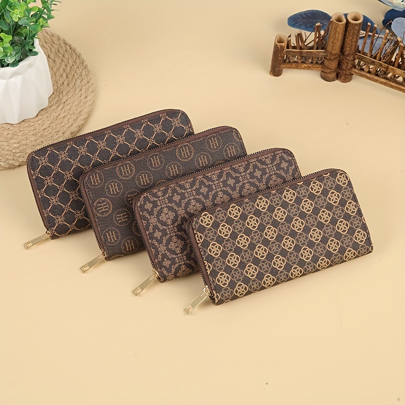 Vintage Geometric Print Long Wallet Zipper Around Credit Card Holder Womens  Fashion Clutch Coin Purse - Bags & Luggage - Temu