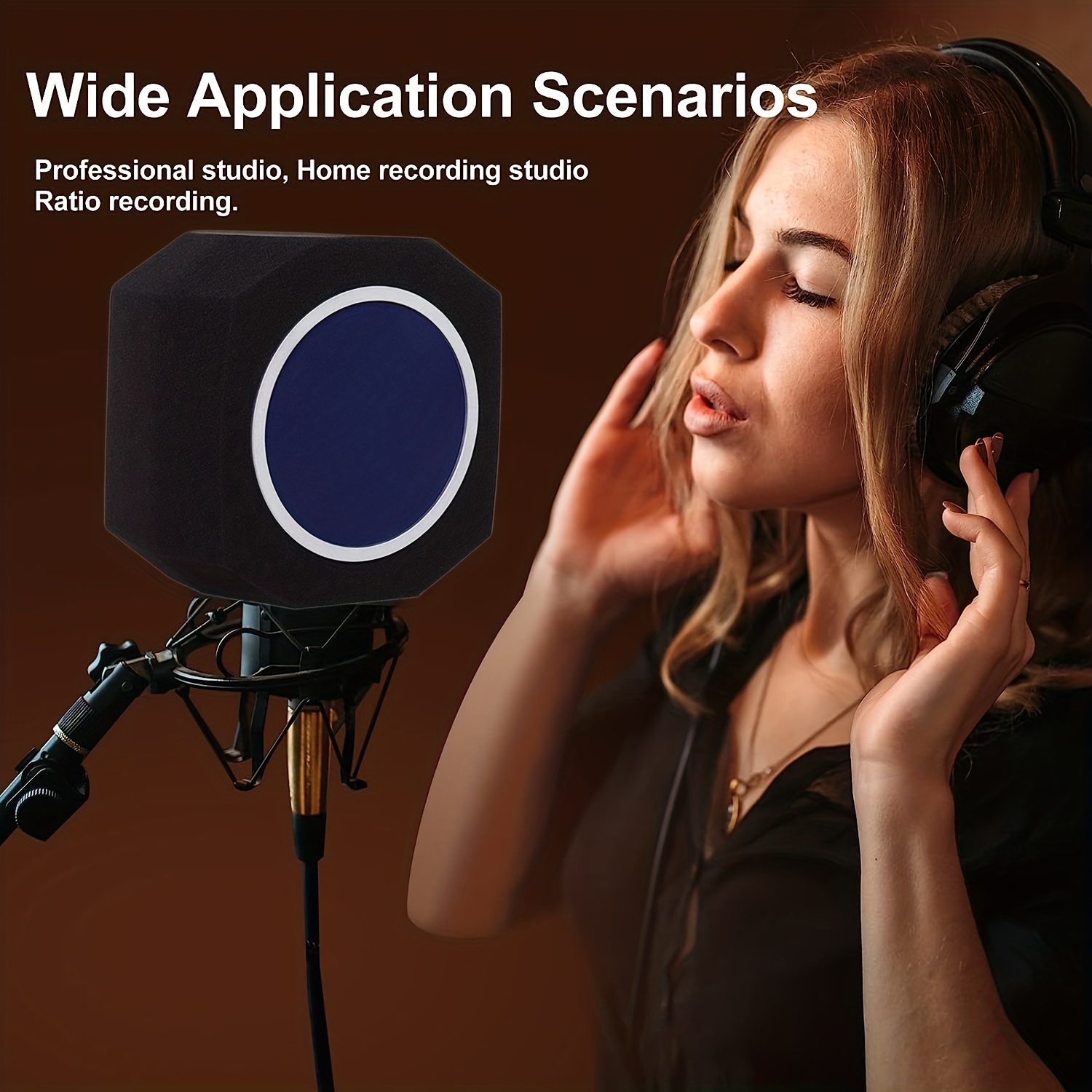 1pc Microphone Wind Shield Pop Filter Isolation Ball Acoustic For Record  Studios Mic Sound-Absorbing Foam Five-Sided Seal