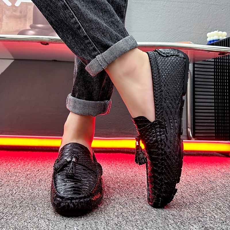 Mens Fish Scale Effect Tassel Loafer Shoes Moccasins Casual Non Slip Slip  On Shoes Mens Shoes Spring And Summer - Men's Shoes - Temu